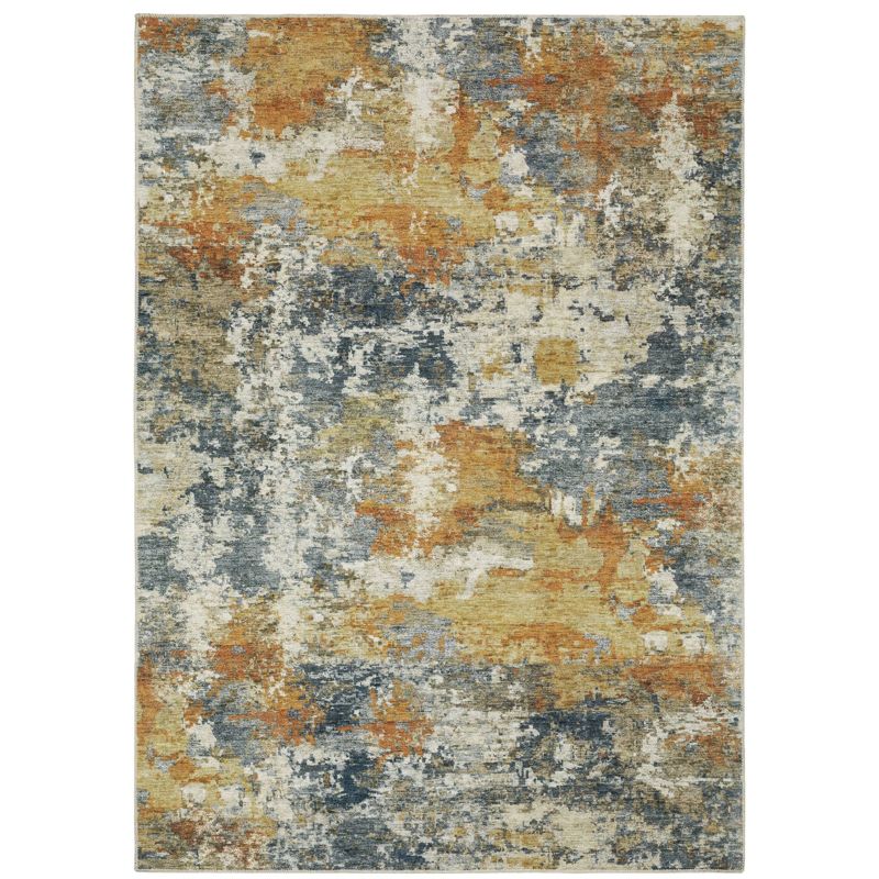 Micah Washable Contemporary Abstract Indoor Area Rug Orange/Blue - Captiv8e Designs, 1 of 14