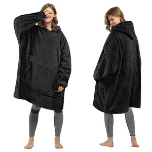 Tirrinia Fleece Blanket Hoodie Sweatshirt for Womens, Oversized Wearable Blanket Pullover with Hooded, One Size, Gift for Her - 1 of 4