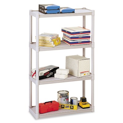 Iceberg Rough N Ready Four-Shelf Open Storage System Resin 32w x 13d x 54h Platinum 20843