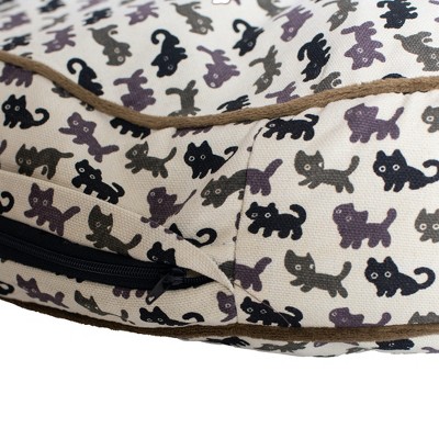 Round Multicolor Canvas Pet Bed with Poly Fill