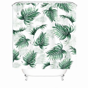 Scattered Palm Leaves Shower Curtains for Bathroom Waterproof Fabric Bath Curtain Durable Soft Stylish Bathroom Decor 72x72 Inch - 1 of 1