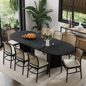 67" Farmhouse Large Oval Brown Dining Table for 4-6 People with V-Shaped Legs for Dining Room and Living Room - 1 of 4