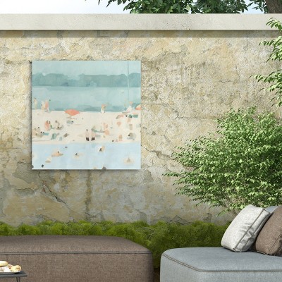 Emma Scarvey Coastal Landscape Turquoise and White Canvas Print with Weather Treated Wood Frame