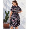 BLUEMING Plus Size Womens Dresses V Neck Floral Flutter Sleeve Midi Surplice Dress Waist Belted Floral Tie Waist Dress Bell Sleeve Dress Flowy Dress - 2 of 4