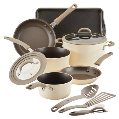 Rachael Ray Cook + Create 10pc Hard Anodized Nonstick Cookware Set With  Black Handles : Target