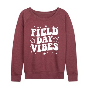 Women's - Instant Message - Field Day Vibes Lightweight French Terry Wide Neck Long Sleeve Graphic Shirt - 1 of 4