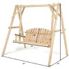 Tangkula Porch Swing Wooden Swing Rustic Frame Patio Furniture - 4 of 4
