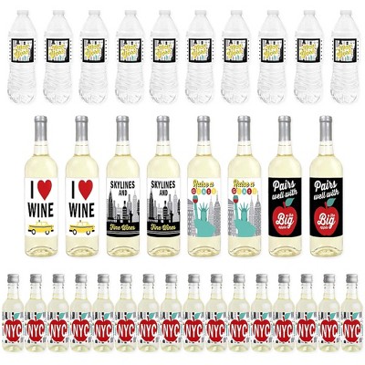 Big Dot of Happiness NYC Cityscape - New York City Party Decorations - Beverage Bar Kit - 34 Pieces