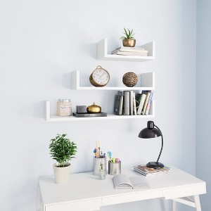 vidaXL Wall Display Shelf 3 pcs White Engineered Wood - 1 of 4