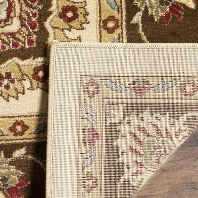 Ivory and Brown Floral Motif Hand-Knotted Area Rug