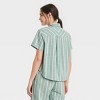 Women's Striped Cotton Blend Short Sleeve Pajama Shirt - Auden™ - 2 of 4