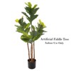 Nature Spring Fiddle Leaf Fig Artificial Tree - 4.1 Ft Potted Faux Plant with Natural Feel Leaves for Office or Home Decor - 2 of 4