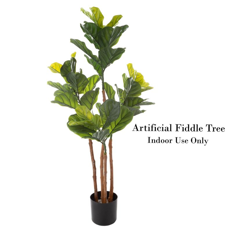 Fiddle Leaf Fig Artificial Tree - 50-Inch Potted Faux Plant with Natural Feel Leaves for Office or Home Decor - Realistic Indoor Plants by Pure Garden, 5 of 6