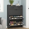 Hommoo Slim Wooden Shoe Cabinet With 3 Flip Drawers & 2 Top Compartments, Space-Saving Organizer For Hallway - 2 of 4