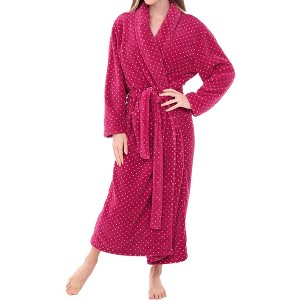 ADR Plush Striped Robe for Women, Long Fleece Plaid Winter Bath Robe, Plus Size - 1 of 4