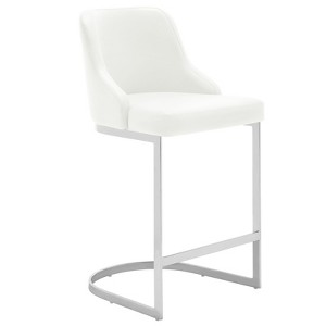 Bekrvio Bar Stools, 26” Counter Height with Back - Upholstered PU Leather/Velvet  Steel U-Shaped Base for Kitchen Counter Island - 1 of 4