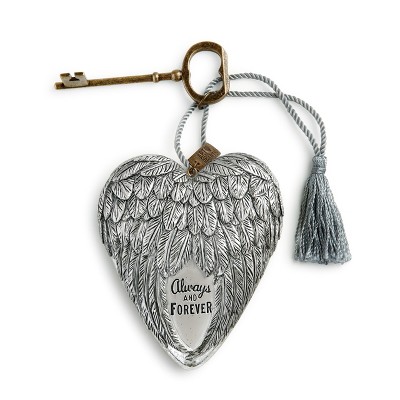 DEMDACO Always and Forever Sculpted Wings Art Heart 4" - Silver