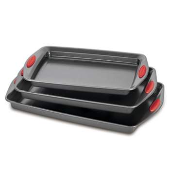 Nutrichef 17 Non-stick Baking Pan, Black Carbon Steel Bake Pan With Red  Silicone Handles : Target