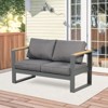 Aoodor Outdoor Aluminum Patio Furniture Sofa,  All-Weather Metal Outdoor Sofa Chairs with Washable Thick Cushion for Garden, Patio, Balcony and Proch - 3 of 4