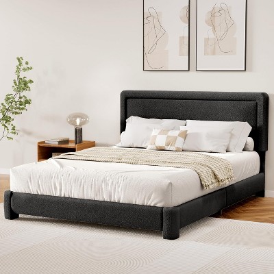 Vipbear modern simple style bed frame, full size round bed frame, suitable for bedroom, room adjustable headboard, easy to assemble