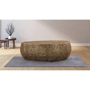 29" Aluminum Oval Coffee Table with Sleek Modern Design and Durable Frame for Living Room - 1 of 4