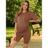 INSPIRE CHIC Women Maternity Set Tie Dye Short Sleeve and Shorts Set Pregnancy Pajama Outfits Bike Shorts - 2 of 4