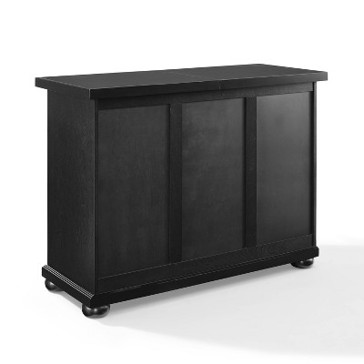Alexandria Classic Black Sliding Top Bar Cabinet with Beveled Glass