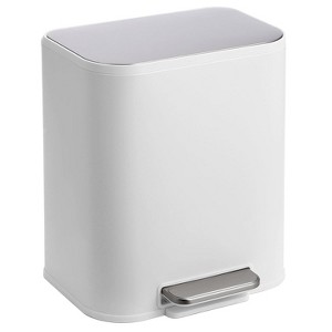 Bathroom Trash Can, Stainless Steel Garbage Can with Lid, Rectangular Small Step Waste Bin with Removable Inner Bucket - 1 of 4