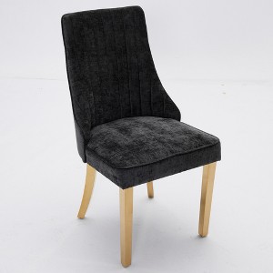 Vynxaria Black Dining Chairs Set of 2 with Golden Legs - 1 of 4