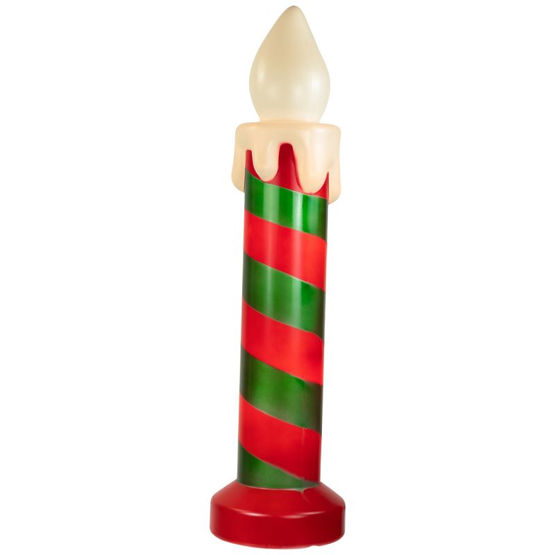 Northlight 20" Lighted Green and Red Striped Blow Mold Candle Outdoor Christmas Decoration, 5 of 7