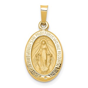 Black Bow Jewelry 14k Yellow Gold Hollow Oval Miraculous Medal Pendant - 1 of 4