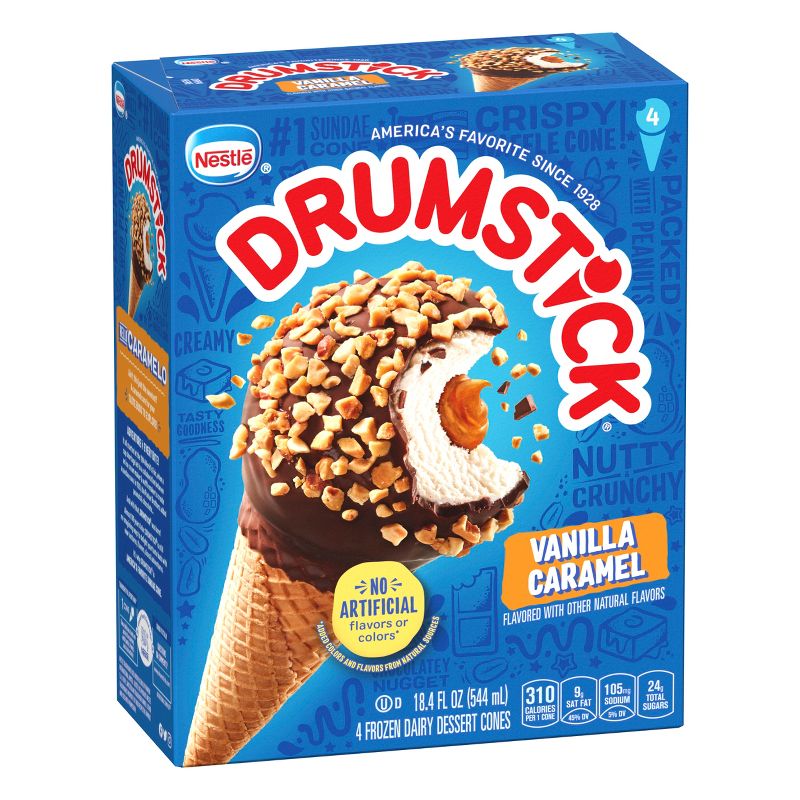 Nestle Vanilla Caramel Drumstick Ice Cream Cone - 4pk, 5 of 14
