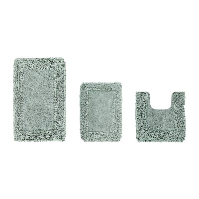 Shaggy Border Collection 3-Piece Bath Rug Set 100% Cotton Tufted Weave Ruffle Border Pattern Bathroom Rug for Machine Washable Bathmat