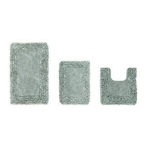 Shaggy Border Collection 3-Piece Bath Rug Set 100% Cotton Tufted Weave Ruffle Border Pattern Bathroom Rug for Machine Washable Bathmat - 1 of 4