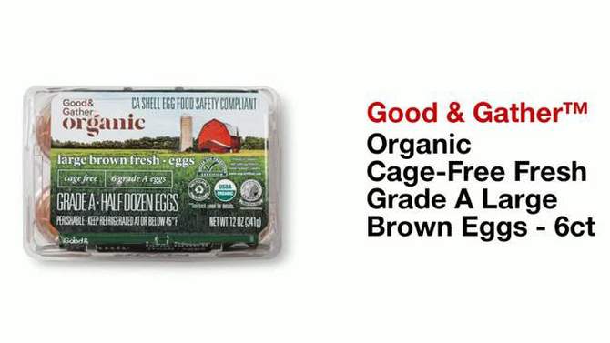 Organic Cage-Free Grade A Large Brown Eggs - 6ct - Good &#38; Gather&#8482;, 2 of 5, play video