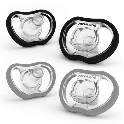 Image of nanobebe Active Pacifier 4 Months+ - Black and Cool Gray - 4pk