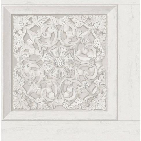 Brewster Peel and Stick 1pc Wallpaper Carved Floral - image 1 of 4