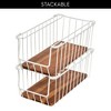 The Ría Safford Collection by iDesign Open Front Wire Basket with Acacia Wood, 16" x 8" x 6", Coconut - 4 of 4