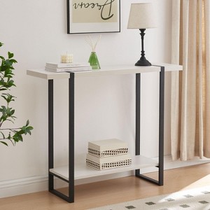 Kings Brand Furniture Console Table with Shelves - Modern Metal Wood Sofa Table for Living Room, Entryway, Hallway, Foyer - 1 of 4