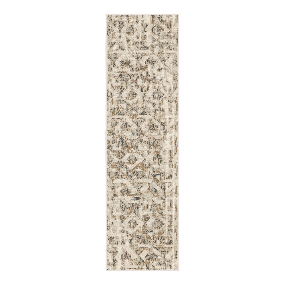 Photos - Area Rug 2'x7' Eliot Geo Runner Rug Tan/Beige/Gray - Threshold™