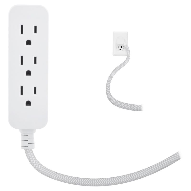 Cordinate 10&#39; Outlet Extension Cord Gray/White, 4 of 7