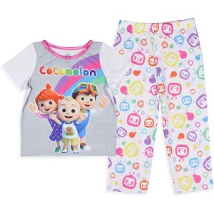 Seven Times Six CoComelon Toddler Girls' Rainbow Short Sleeve Shirt And Pants 2PC Pajama Set Multicoloured - 1 of 4