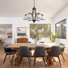 YANSUN 6-Light American Style Chandelier with Gold Accented E26 Downward Lights and White Glass Shades, No Bulb Included - 2 of 4