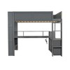 NicBex Twin/Full Size Loft Bed with Desk & LED Lights,Multi-Functional Wooden Bunk Bed with Charging Station & Storage for Kids,Teens,Adults,Dark Gray - 2 of 4
