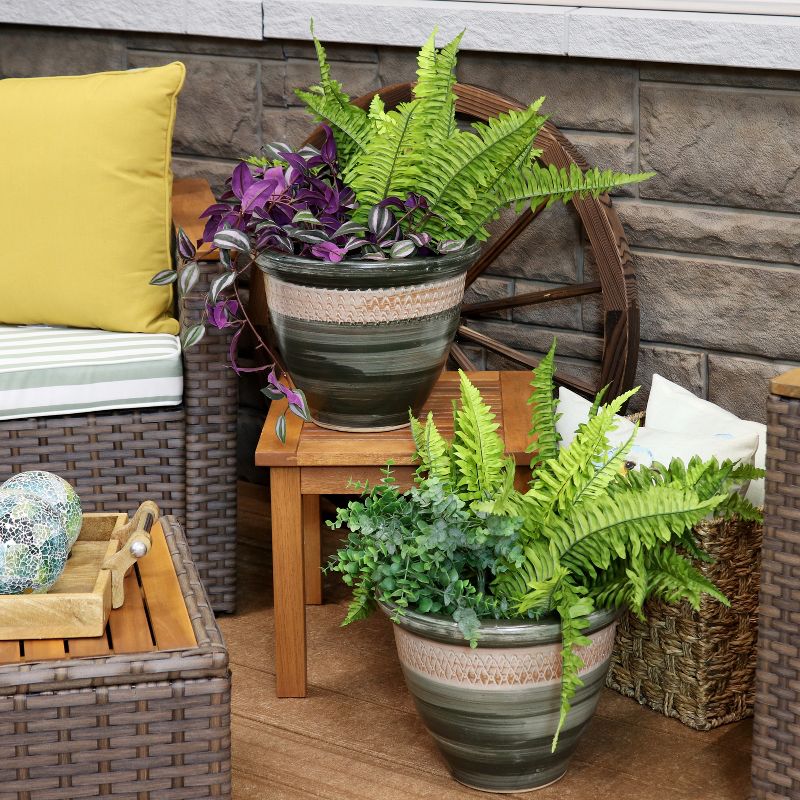 Sunnydaze Indoor/Outdoor Purlieu Decorative Glazed Ceramic Planters for Greenery or Flowers - 12", 3 of 13