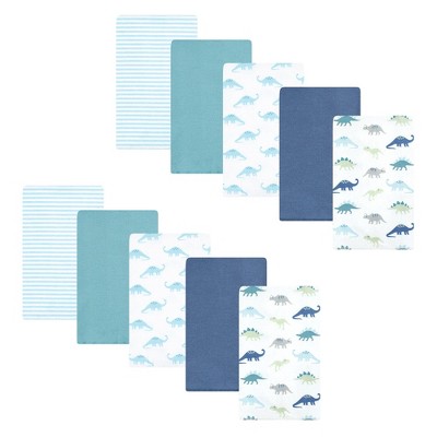 Image of Hudson Baby Flannel Burp Cloth 10pk, Soft Teal Dino, One Size
