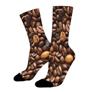Coffee Beans Women Printed Crew Socks Funny Funky Socks Soft Polyester Novelty Gifts for Artists Men - 1 of 4