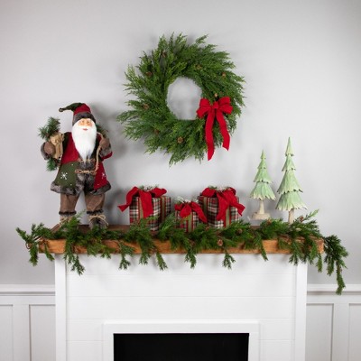 24" Green Cedar Artificial Christmas Wreath with Pine Cones