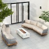 Christopher Knight Home Foisy Modern Outdoor Acacia Wood and Rope Weave Sectional Sofa Set with Water-Resistant Cushions - 2 of 4