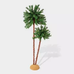 6ft Double Pre-lit Artificial Palm Tree - Puleo